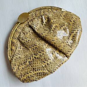 Vintage Bellido faux snakeskin Elegant Tan Clutch Bag shoulder bag yellow